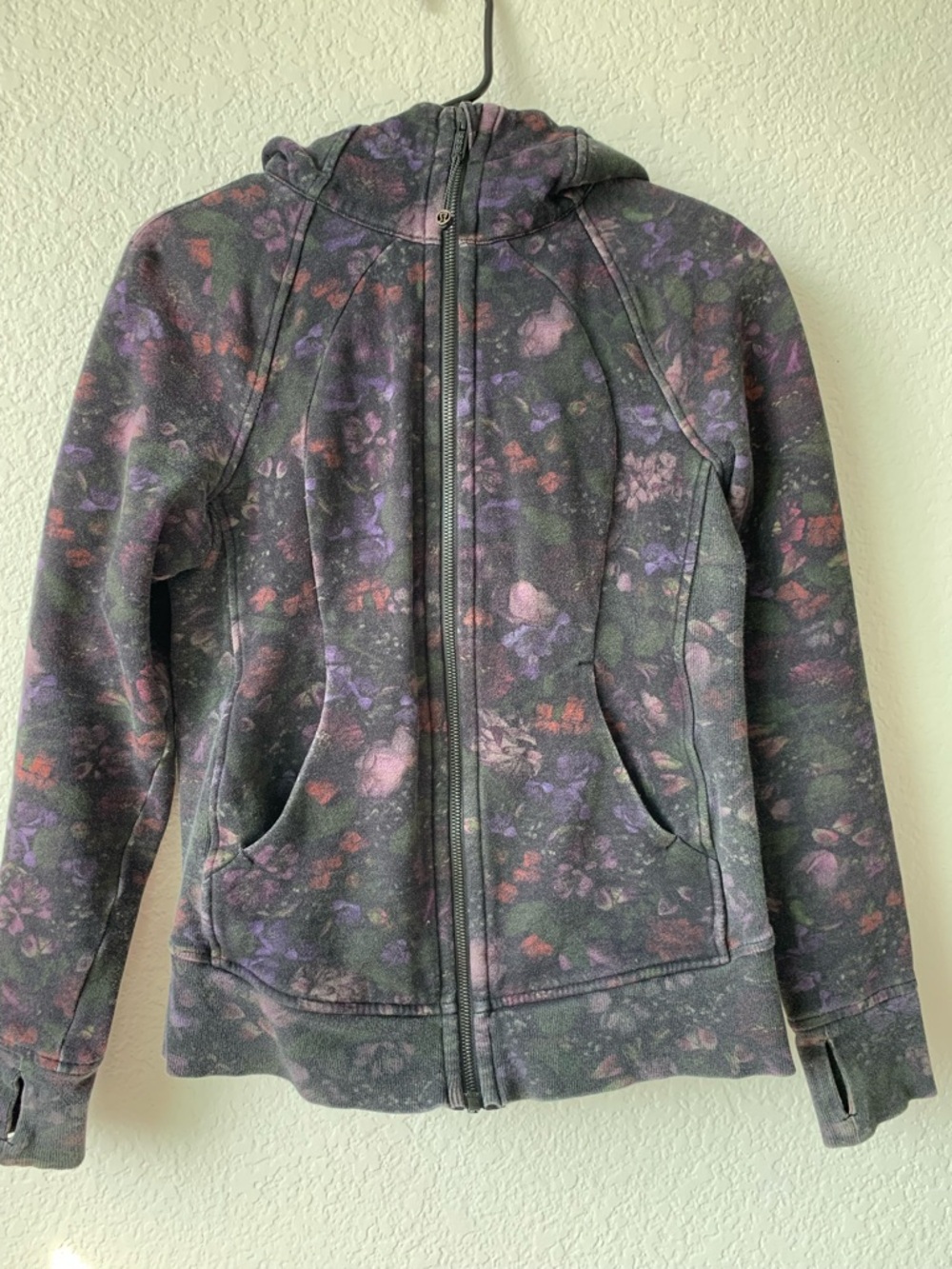 lululemon athletica Heathered Gray Zip Hoodie with Subtle Purple Accents